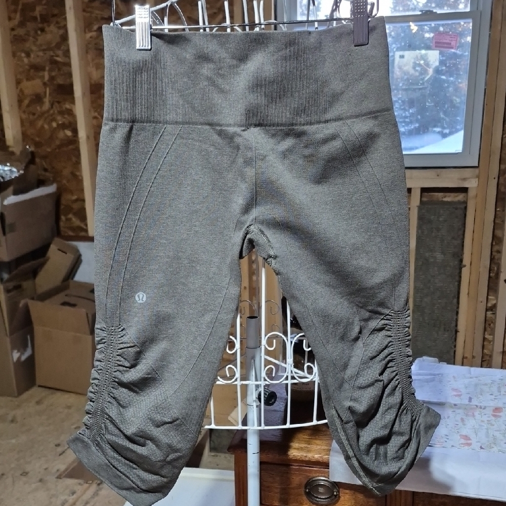 lululemon athletica Gray Athletic Shorts with Wide Waistband and Ruching